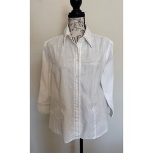 Jones New York white shirt 3/4 sleeve - size Large
